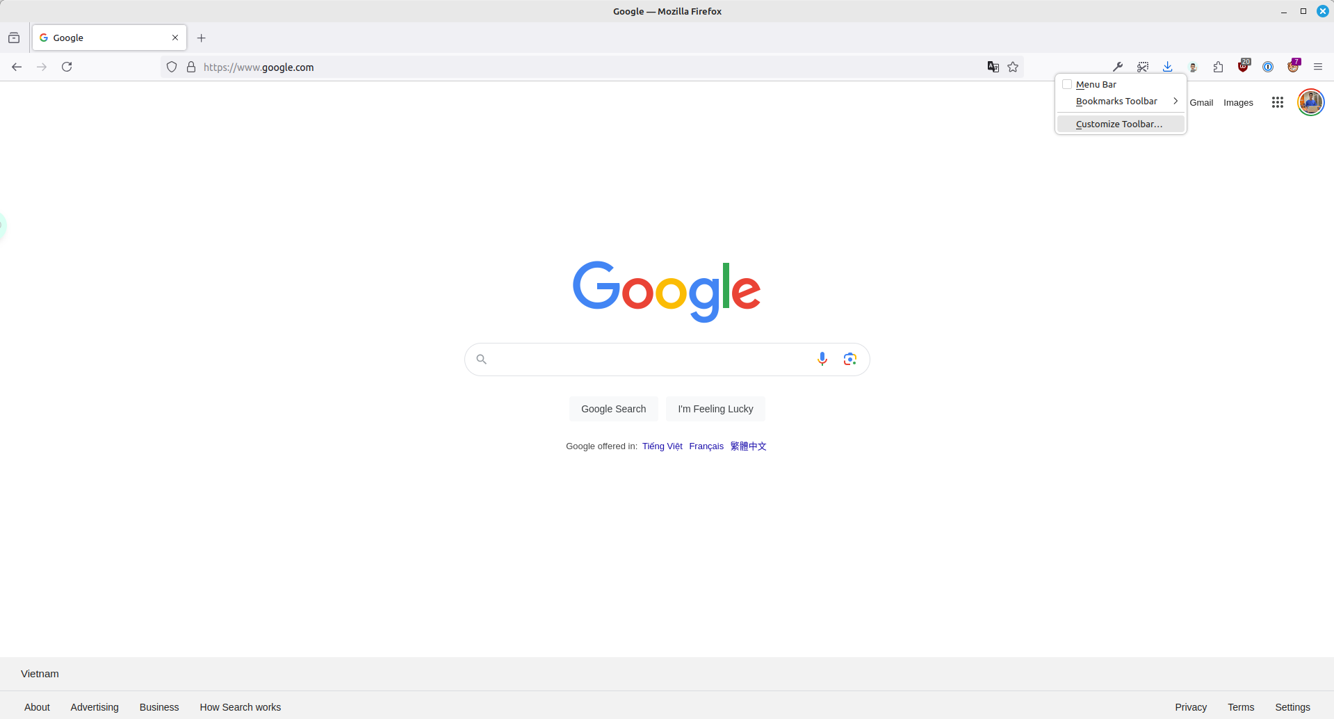 Customize Toolbar