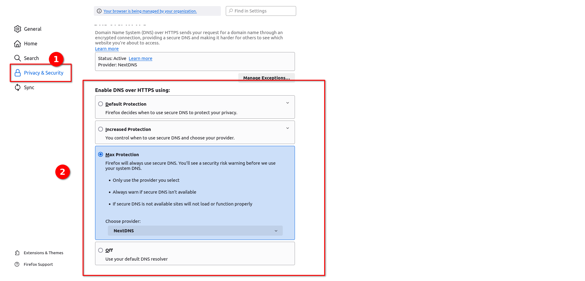 Cài DoH thông qua Setting UI